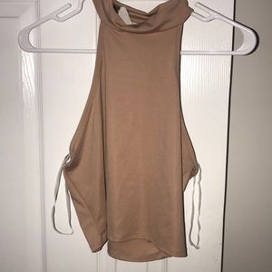 Beige/tan almost crop top high neckline tank!